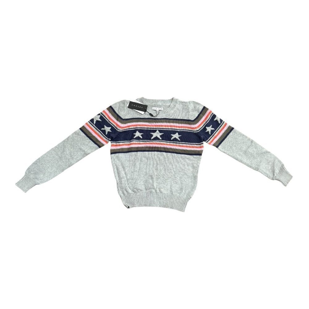 Chaser Brand Stars & Stripes Heather Gray Sweater Women’s Size Small